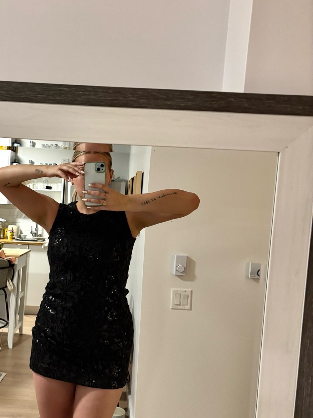 Diane Von Furstenberg Black Sequin Mini Cocktail Dress